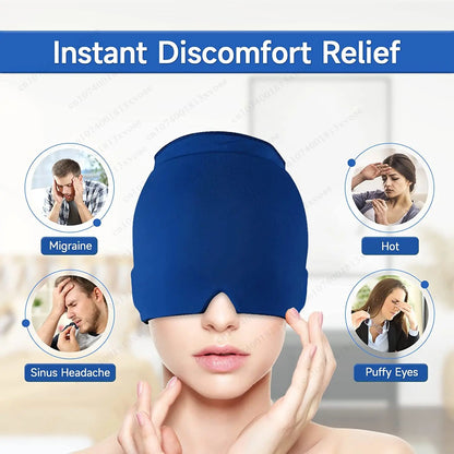 Relief Migraine Relief Cap Gel Ice Cap Single Layer Headgear Ice Pack Headgear Relief Pain Stretchable Compress Hood Eye Mask
